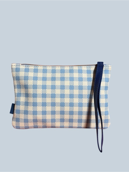 Ipsy Handbags - NEW Summer Blue Gingham Wristlet Clutch - or Cosmetics Bag